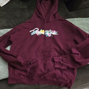 Burgundy Hoodie with Floral Graphic